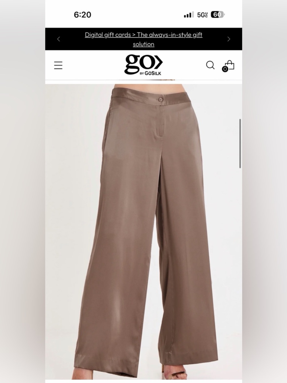 Go By Go Silk Wide-Leg  luxurious silk Trousers in Chino  pants New $455